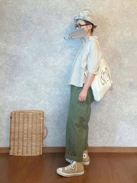 「YAECA（ヤエカ）のアイテム（帽子）」を使った、なお なお。さん（レディース・159cm）の夏コーディネート