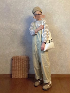 「my beautiful landlet（マイビューティフルランドレット）のアイテム（オールインワン・サロペット）」を使った、なお なお。さん（レディース・159cm）の秋コーディネート