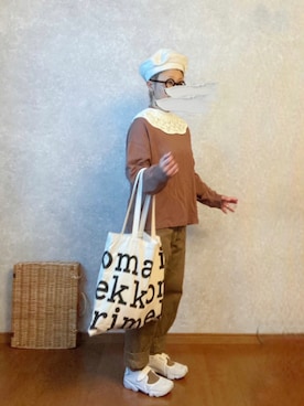 「R&D.M.Co OLDMAN’S TAILOR（オールドマンズテイラー）のアイテム（帽子）」を使った、なお なお。さん（レディース・159cm）の秋コーディネート