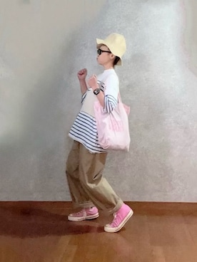 「CONVERSE（コンバース）の＜CONVERSE＞ALL STAR US AGEDCOLORS ハイカット/スニーカー（スニーカー、ピンク系）」を使った、なお なお。さん（レディース・159cm）の春コーディネート