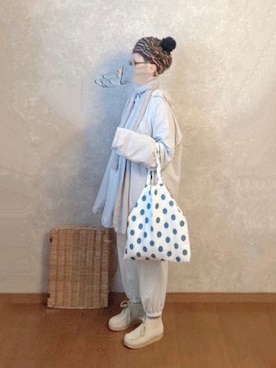 「whideout.（ファイドアウト）のアイテム」を使った、なお なお。さん（レディース・159cm）の冬コーディネート