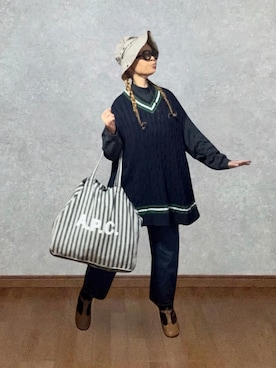 「A.P.C.（アーペーセー）のアイテム」を使った、なお なお。さん（レディース・159cm）の秋コーディネート