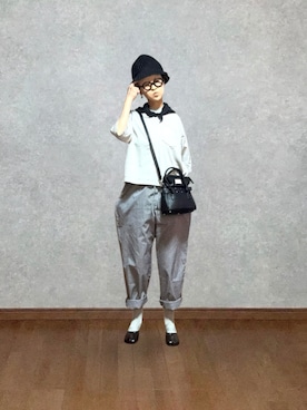 「GU（ジーユー）のアイテム（パンツ、ブルー系）」を使った、なお なお。さん（レディース・159cm）の夏コーディネート