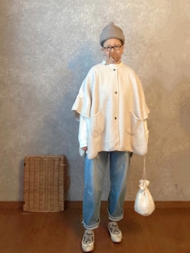 「E.PORSELLI（ポルセッリ）のPORSELLI  CALF NORMAL VAMP BALLET（バレエシューズ）」を使った、なお なお。さん（レディース・159cm）の冬コーディネート