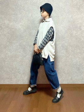 「Aeta（アエタ）のアイテム（ボストンバッグ）」を使った、なお なお。さん（レディース・159cm）の秋コーディネート