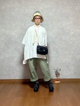「しまむら（シマムラ）のアイテム（帽子）」を使った、なお なお。さん（レディース・159cm）の夏コーディネート