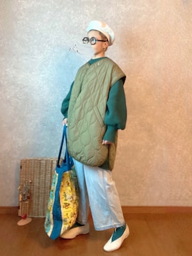 「オールドマンズテーラー」｜「アイテム（ノーカラージャケット）」を使った、なお なお。さん（レディース・159cm）の冬コーディネート