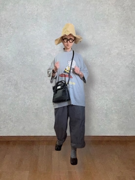 「GU（ジーユー）のアイテム（パンツ、グレー系）」を使った、なお なお。さん（レディース・159cm）の夏コーディネート