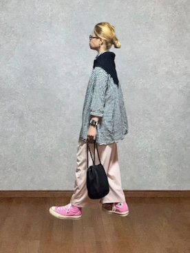 「CONVERSE（コンバース）の＜CONVERSE＞ALL STAR US AGEDCOLORS ハイカット/スニーカー（スニーカー、ピンク系）」を使った、なお なお。さん（レディース・159cm）の夏コーディネート