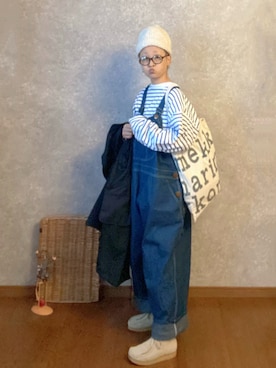 「ワラビーブーツ」｜「アイテム（オールインワン・サロペット）」を使った、なお なお。さん（レディース・159cm）の秋コーディネート