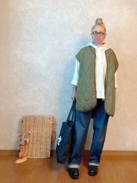 「A.P.C.」｜「アイテム（ノーカラージャケット）」を使った、なお なお。さん（レディース・159cm）の秋コーディネート
