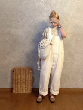 「my beautiful landlet（マイビューティフルランドレット）のアイテム（オールインワン・サロペット）」を使った、なお なお。さん（レディース・159cm）の夏コーディネート