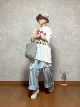 「DAISO（DAISO）のアイテム（バッグ）」を使った、なお なお。さん（レディース・159cm）の夏コーディネート