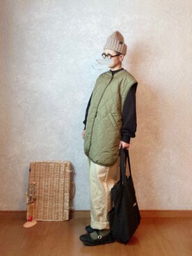 「my beautiful landlet（マイビューティフルランドレット）のアイテム（オールインワン・サロペット）」を使った、なお なお。さん（レディース・159cm）の秋コーディネート