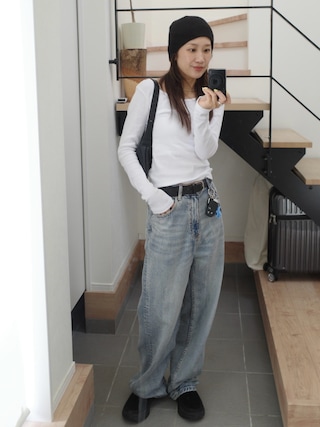 「TODAYFUL（トゥデイフル）のCary's Denim（デニムパンツ）」を使った、yanさん（レディース・160cm）の春コーディネート