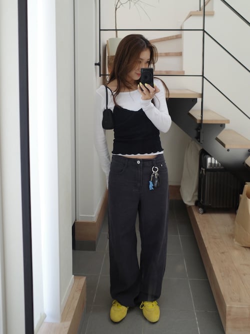 「CANAL JEAN（キャナルジーン）のEl mar　キャンバスストレートパンツ（その他パンツ）」を使った、yanさん（レディース・160cm）の春コーディネート