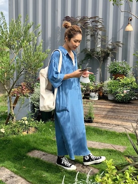「CANAL JEAN（キャナルジーン）のアイテム（ワンピース）」を使った、yanさん（レディース・160cm）の夏コーディネート