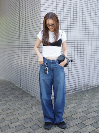 「Unblend(アンブレンド)の【Unblend】シャーリング アソート ビスチェ(その他トップス)」を使った、yanさん(レディース・160cm)の夏コーディネート