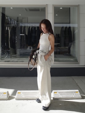 「Ameri（アメリ）のMEDI DIMENSIONAL KNIT TANK（タンクトップ）」を使った、yanさん（レディース・160cm）の夏コーディネート
