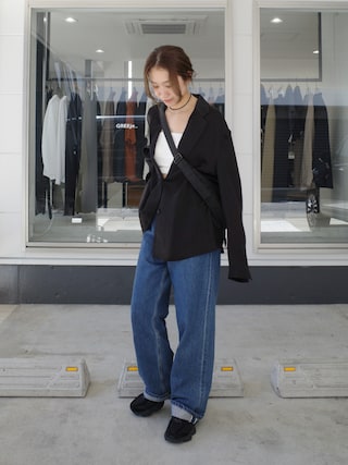 「TODAYFUL（トゥデイフル）のSatin Over Jacket（テーラードジャケット）」を使った、yanさん（レディース・160cm）の春コーディネート