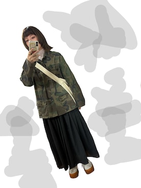 「アイテム（ミリタリージャケット）」を使った、ﾏｼｭーさん（レディース・154cm）の冬コーディネート