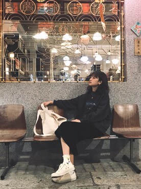 「韓國網拍のアイテム（スウェット、ブラック系）」を使った、Joycee changさん（レディース・166cm）の夏コーディネート