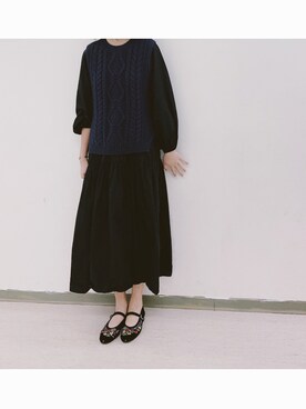 「MEIER.Q（マイヤーキュー）のアイテム（ワンピース、ブラック系）」を使った、Joycee changさん（レディース・166cm）の夏コーディネート
