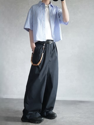 「DOOPZ（ドープス）のBOXY WIDE TECK TROUSERS - ボクシーワイドテックトラウザー（その他パンツ）」を使った、とっしーさん（メンズ・184cm）の春コーディネート