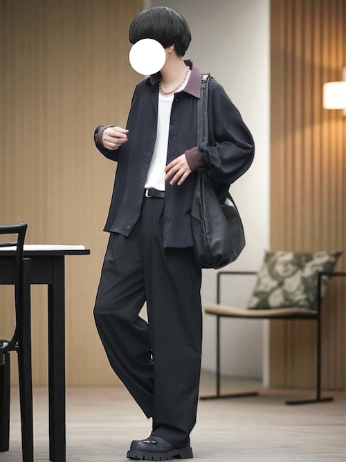 Softwrap様 Y's ドルマン ドッキング カシミヤウール シャツ セール】ダマスク柄 サテンジャガード ドルマンシルエット ワイド