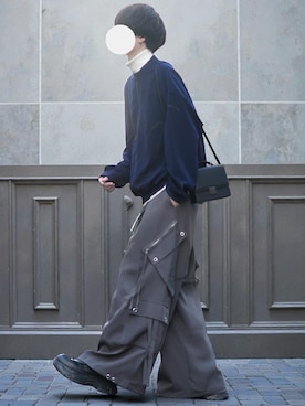 「アイテム（カーゴパンツ）」を使った、とっしーさん（メンズ・184cm）の冬コーディネート