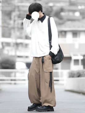 「アイテム（カーゴパンツ）」を使った、とっしーさん（メンズ・184cm）の秋コーディネート