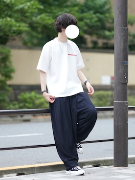 「PRADA（プラダ）のアイテム（トップス）」を使った、とっしーさん（メンズ・184cm）の夏コーディネート