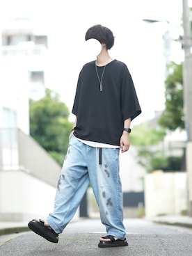 「HARE（ハレ）のアイテム（サンダル）」を使った、とっしーさん（メンズ・184cm）の夏コーディネート