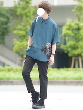 「DOOPZ（ドープス）のアイテム（スラックス）」を使った、とっしーさん（メンズ・184cm）の夏コーディネート