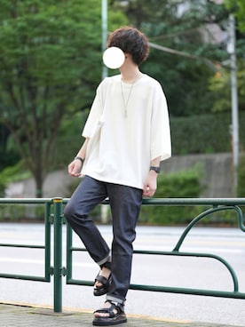 「HARE（ハレ）のアイテム（サンダル）」を使った、とっしーさん（メンズ・184cm）の夏コーディネート