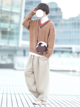 「my beautiful landlet（マイビューティフルランドレット）のアイテム（パンツ）」を使った、とっしーさん（メンズ・184cm）の冬コーディネート