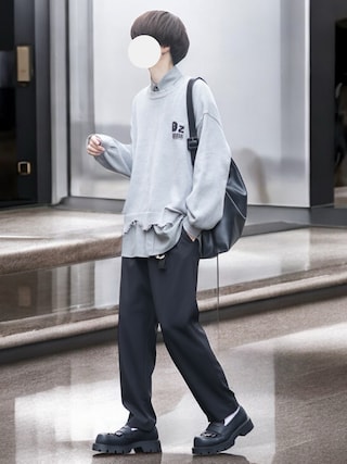 「DOOPZ（ドープス）のLogo Damage Knit - ロゴダメージニット（ニット/セーター）」を使った、とっしーさん（メンズ・184cm）の冬コーディネート