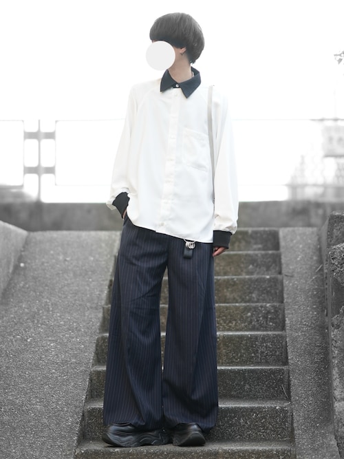 のっち】BECOME TREE ドルマンスリーブシャツ/ホワイト のっち】BECOME