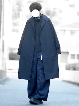 「アイテム（ステンカラーコート）」を使った、とっしーさん（メンズ・184cm）の秋コーディネート