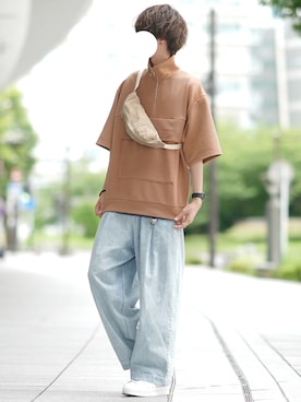 「my beautiful landlet（マイビューティフルランドレット）のアイテム（トップス）」を使った、とっしーさん（メンズ・184cm）の夏コーディネート