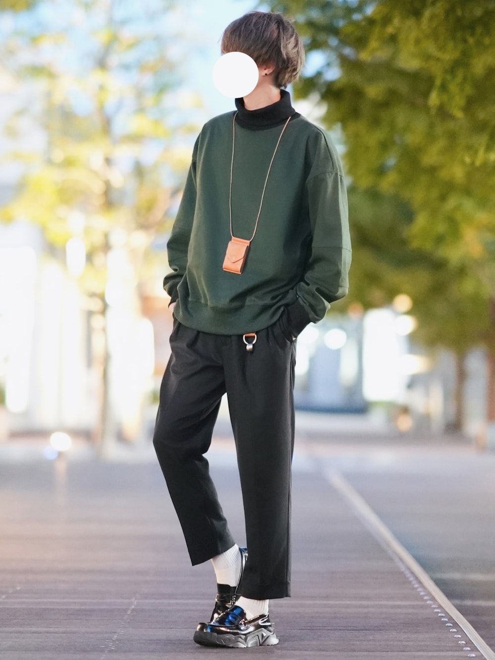 【No.D33】ミッキーsweat緑ストリート春秋冬コーデ 緑ニットが失敗しない9の配色例【コーデ見本】 | Precious.jp