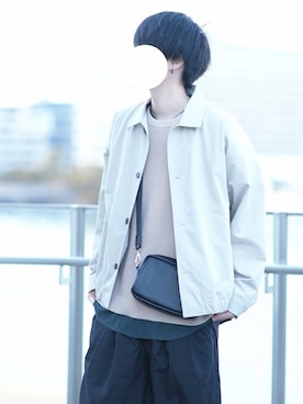 「ニットベスト」｜「アイテム（その他アウター）」を使った、とっしーさん（メンズ・184cm）の春コーディネート