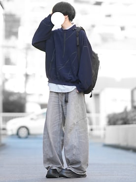 「アイテム（バックパック/リュック）」を使った、とっしーさん（メンズ・184cm）の秋コーディネート