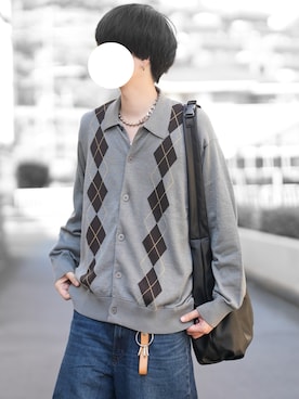 「カーディガン」｜とっしーさん（メンズ・184cm）の秋コーディネート