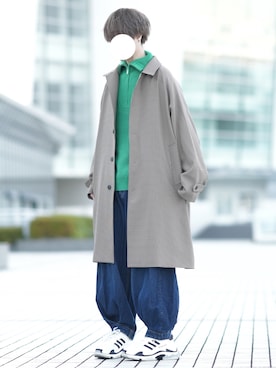 「GU（ジーユー）のアイテム（ステンカラーコート）」を使った、とっしーさん（メンズ・184cm）の冬コーディネート