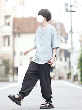 「HARE（ハレ）のアイテム（サンダル）」を使った、とっしーさん（メンズ・184cm）の夏コーディネート