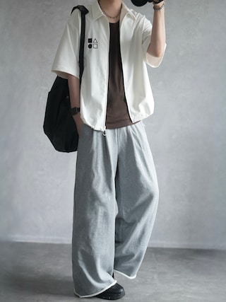 「DOOPZ（ドープス）のBalloon Shape Zip Shirt - バルーンシェイプジップシャツ（シャツ/ブラウス）」を使った、とっしーさん（メンズ・184cm）の夏コーディネート