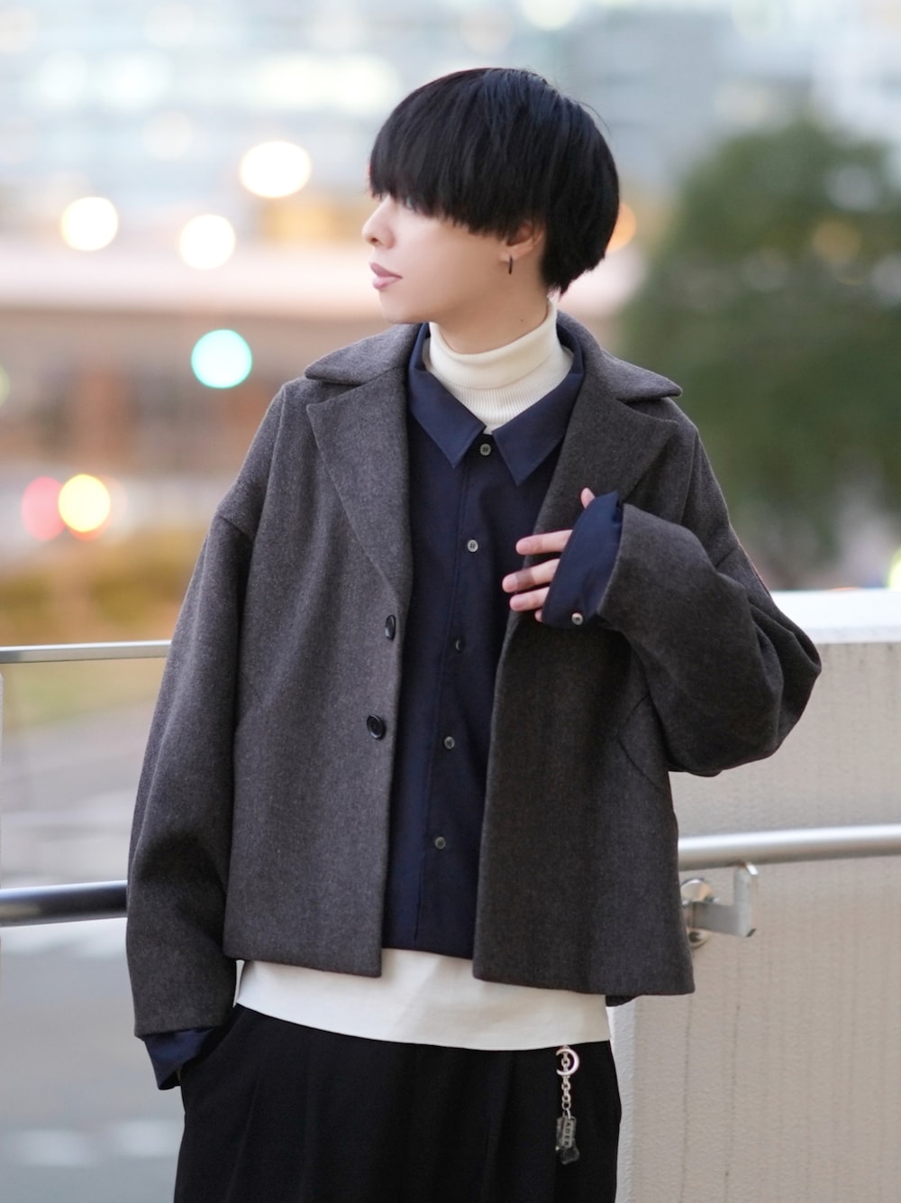 「シンプルコーデ、私の推しブランド、冬コーデ、ジャケット、レイヤードスタイル」｜「DOOPZのWool panel jacket（その他アウター、ブラウン系）」を使った、とっしーさん（メンズ・184cm）の冬コーディネートの1枚目の写真