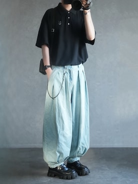 「MAISON KITSUNE」｜とっしーさん（メンズ・184cm）の夏コーディネート