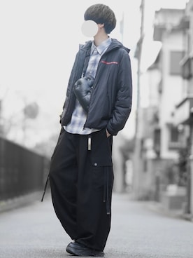 「アイテム（カーゴパンツ）」を使った、とっしーさん（メンズ・184cm）の秋コーディネート